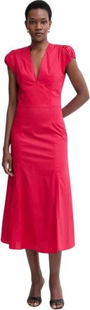 Twinset Lange Poplin Jurk - Dames - Jurken - Rood - Maat: XS Katoen