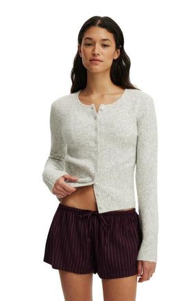 Cotton On Womens Fluffy Fitted Knit Cardi in Light Grey Marle at Nordstrom, Size Xx-Small