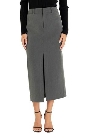 endless rose Front Slit Maxi Skirt in Grey at Nordstrom, Size X-Small
