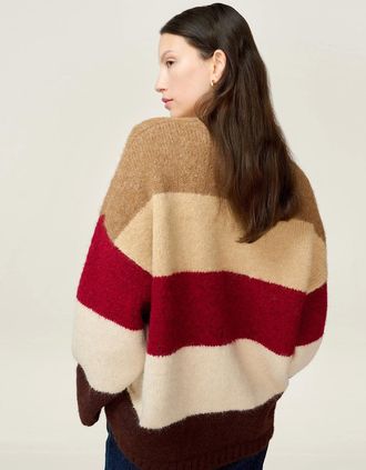 Omnes Womens STUDIO OMNES Constance Stripe Jumper in Brown - Size: 18/16