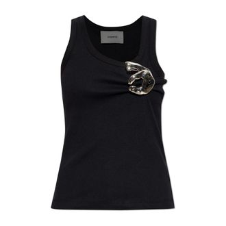 Coperni Sleeveless Tops, female, Black, Size: M Top with Application