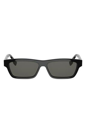 Fendi FF Squared 55mm Cat Eye Sunglasses in Shiny Black /Smoke at Nordstrom