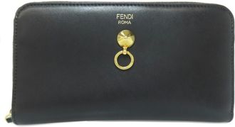 Fendi Black Leather Long Wallet (Bi-Fold) (Pre-Owned)