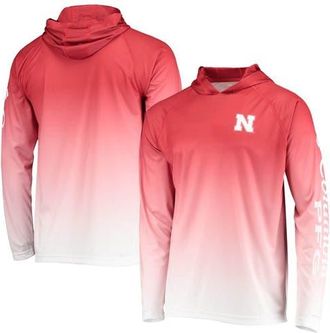 Columbia Mens Columbia PFG Scarlet Nebraska Huskers Terminal Tackle Omni-Shade UPF 50 Long Sleeve Hooded Top at Nordstrom, Size Medium