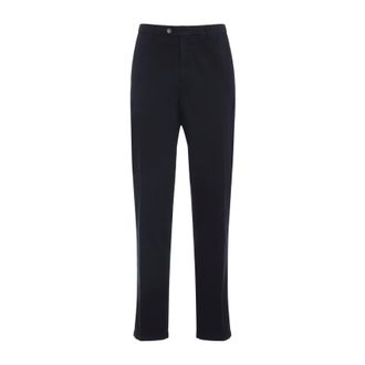 Canali Navy Blue Classic Cotton Chino Pants-Uomo