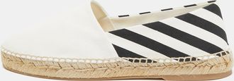 Off-white White/black Canvas Slip On Espadrille Flats