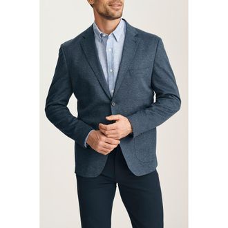 34 Heritage Matteo Slim Fit Navy M&eacute;lange Cotton & Linen Piqu&eacute; Sport Coat at Nordstrom, Size 48