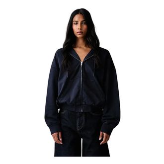 Maison Margiela Zip-Up Sweatshirt - Dames - Sweatshirts & Hoodies - Blauw - Maat: M Katoen