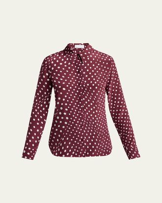 Stella McCartney Polkadot Silk Satin Button-Down Shirt
