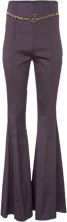 Elisabetta Franchi Wijde broek - Dames - Wijde Broeken - Paars - 2XL - Leer - Broeken