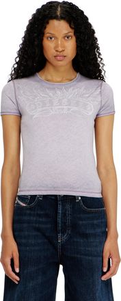Diesel Slim T-shirt with tonal logo print - T-Shirts - Woman - Grey