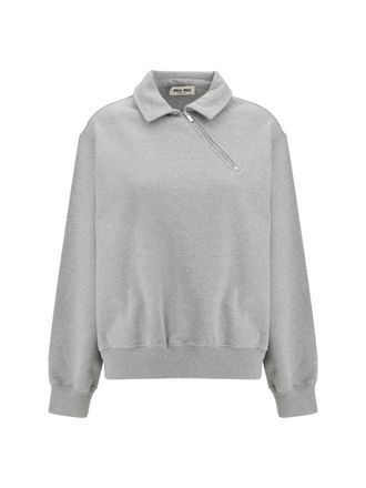 Miu Miu Oblique Zip Sweatshirt - Gray