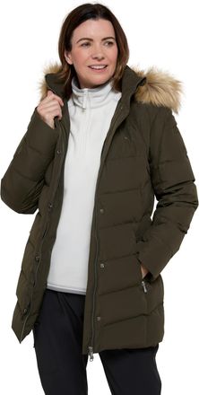 Mountain Warehouse Isla II Womens Down Jacket - Water Resistant Puffer Coat with Faux Fur Trim Hood, Zipped Pockets & Thermal Tested -35 °C - For Winter & Outdoors Dark 