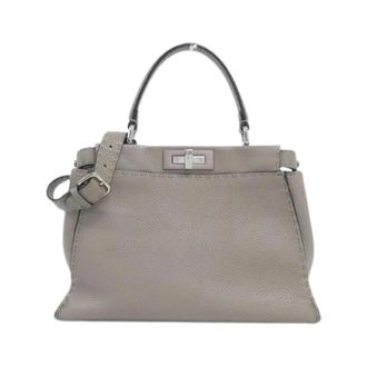 Fendi Pre-owned Selleria Peekaboo Calf Handbag - Dames - Vintage Handtas - Grijs - ONE Size - Leer - Vintage