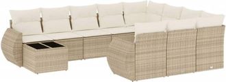 vidaXL Set De Sof&aacute;s De Jard&iacute;n 11pzas Con Cojines Rat&aacute;n Sint&eacute;tico Beige Vidaxl