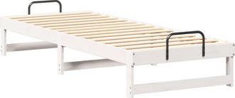 vidaXL Bed Frame with Carry Handles White Solid pine wood Vidaxl