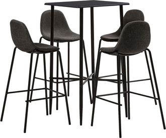 vidaXL Vidaxl - Juego De Mesa Alta Y Taburetes 5 Piezas Tela Gris Oscuro