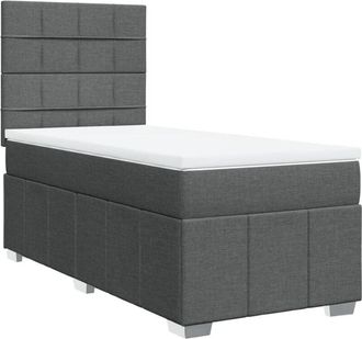 vidaXL Cama Box Spring Con Colch&oacute;n Tela Gris Oscuro 80x200 Cm Vidaxl