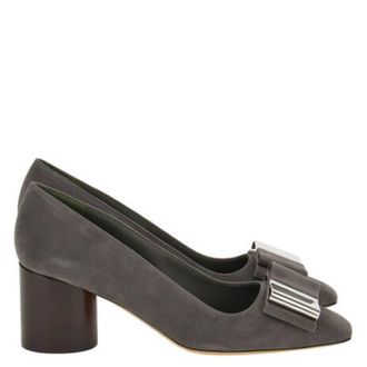 Ferragamo Lena 60 Bow Suede Pumps, Size 7 C