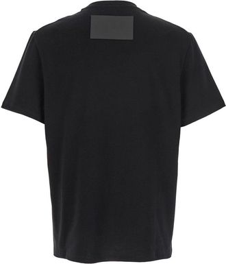 Jil Sander Mens Black Crewneck T-Shirt With Rear Logo Patch Cotton T-Shirts And Polos