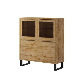 Petits Meubles Vajillero 4 puertas estratificado marrón metal