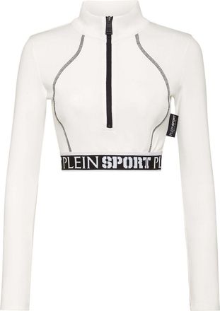Plein Sport logo-underband crop top - women - Cotton - M - White