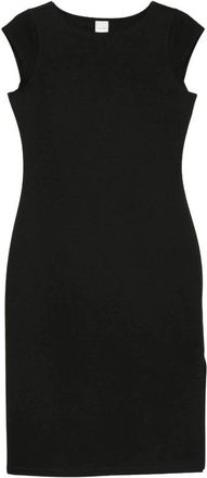 Calvin Klein Boat Neck Slim Fit Midi Jurk - Dames - Korte kleedjes - Zwart - L - Kleedjes
