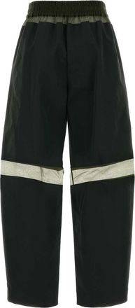 Fendi Womens Color-Block Cotton-Silk Blend Trousers Black Exterior Nylon