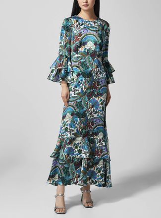 Liberty Womens Pure silk ruffled floral dress