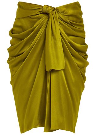 Chlo&eacute; Draped Silk Knee-length Skirt - Olive - 40 (UK12 / M)