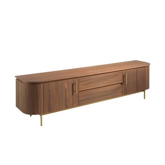 Angel Cerd&aacute; Walnut TV Stand with Gold Polished Steel Legs