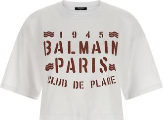 Balmain White Plage Print T-shirt