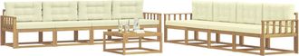vidaXL Conjunto De Sof&aacute;s De Exterior 9 Uds. Blanco Y Crema Poli&eacute;ster Vidaxl