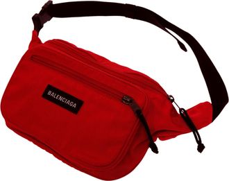 Balenciaga Red Color Nylon Fanny Pack Sling Bag (Pre-Owned)