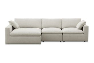 Castlery Modular Customized Wide Chaise Sectional Sofa with Machine Washable Covers and Feather-filled Cushions - Cream by Castlery