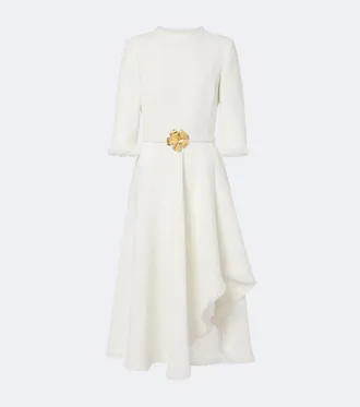 Oscar De La Renta Belted fringed boucle midi dress
