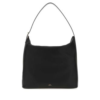 A.P.C. Black Leather Maxi Vera Shopping Bag