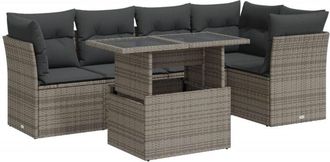 vidaXL Set De Muebles De Jard&iacute;n 6 Pzas Y Cojines Rat&aacute;n Sint&eacute;tico Gris Vidaxl