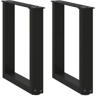 vidaXL Patas Para Mesa De Centro En Forma De U (2 Unidades), Color Negro, 38 X (42-43) Cm, Acero Vidaxl