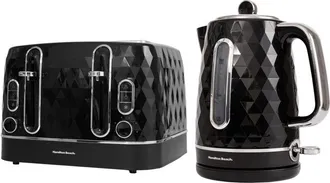 Hamilton Beach Electric Kettle & Toaster Set Diamond Collection Black