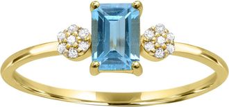 Diamond2Deal 10K Yellow Gold Swiss Blue Topaz and Diamond Engagement Ring ( 0.60Ct)