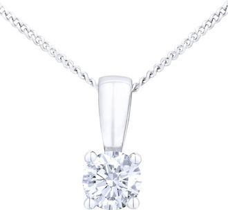 Jewelco London Platinum Round 1/4ct Diamond Solitaire Pendant Necklace 18 inch - PP0AXL4203PTJPK