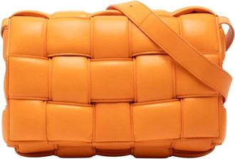 Bottega Veneta Pre-owned Cross Body Bags, female, Orange, Size: ONE SIZE Pre-owned Woven Leather Crossbody Bag
