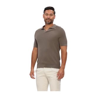 Profuomo Polo Open Collar Rib - Heren - Tops - Bruin - Maat: 2XL Katoen