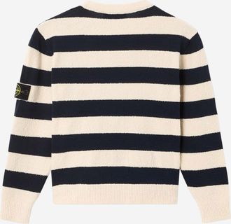 Stone Island Boys Sweater Striped Cotton-Blend Marine Blue