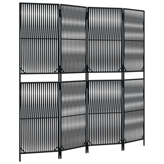vidaXL Biombo De 4 Paneles Rat&aacute;n Sint&eacute;tico Negro Vidaxl
