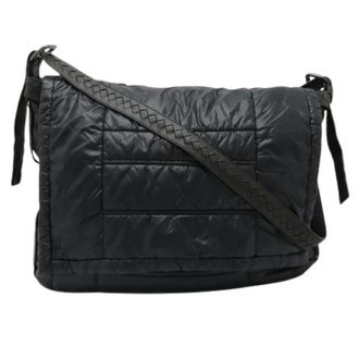 Bottega Veneta Pre-owned Cross Body Bags, female, Black, Size: ONE SIZE Pre-owned Spinnaker Nylon Leather Shoulder Bag