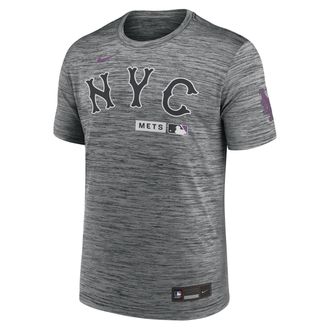 Nike New York Mets City Connect Velocity Nike Mens Dri-FIT MLB T-Shirt in Grey | 02ER06FNME-HR3