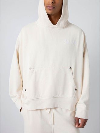 True Religion Mens Hooded Relaxed Fit Logo Sweatshirt in Off White - Size Medium