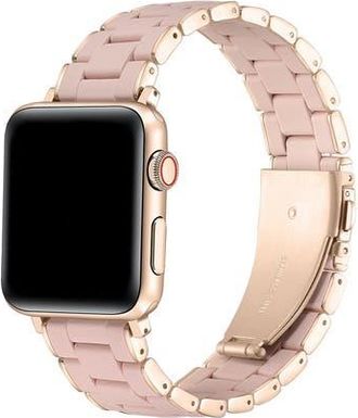 Posh Tech Orla Silicone + Stainless Steel Band for Apple Watch in Light Pink at Nordstrom